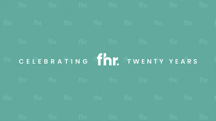 FHR team celebrating 20-year anniversary with a company event