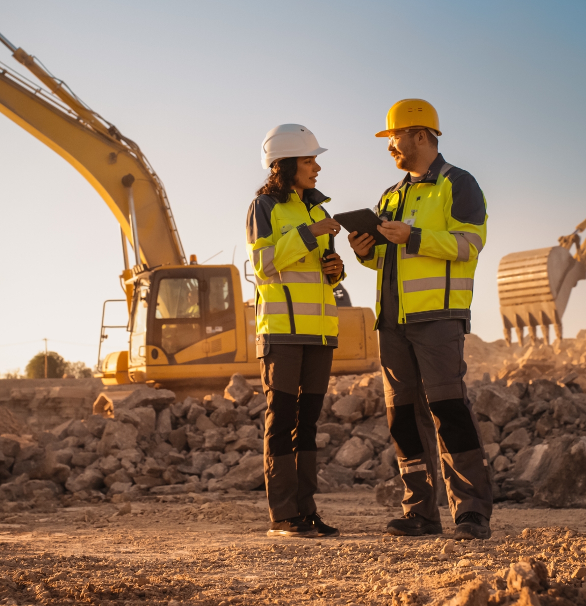 Civil construction team on site